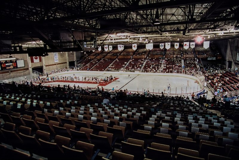 A view of the interior of the Expo Hall Arena on August 22, 1992 during Hockeyfest II.                               