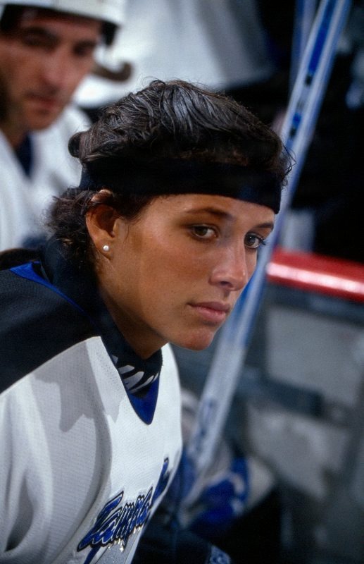 On the bench at the treseason game against the Boston Bruins 1993