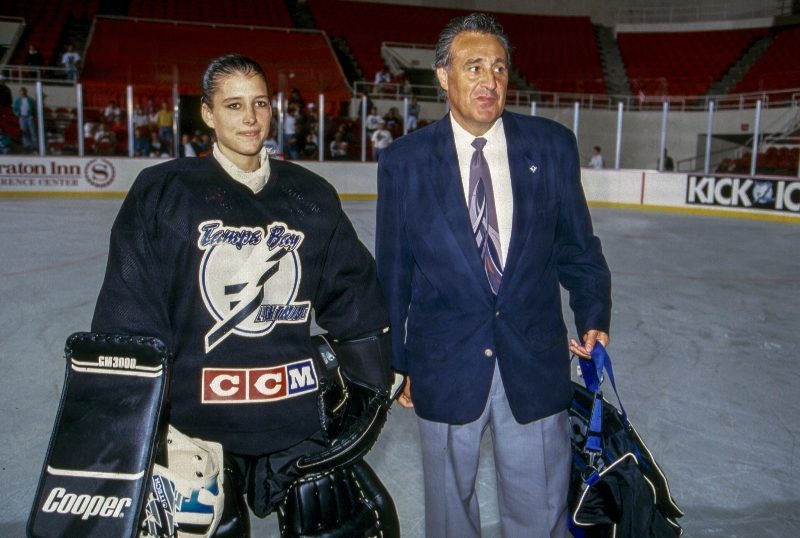 Training camp practice at the Lakeland Civic Center with Phil Esposito