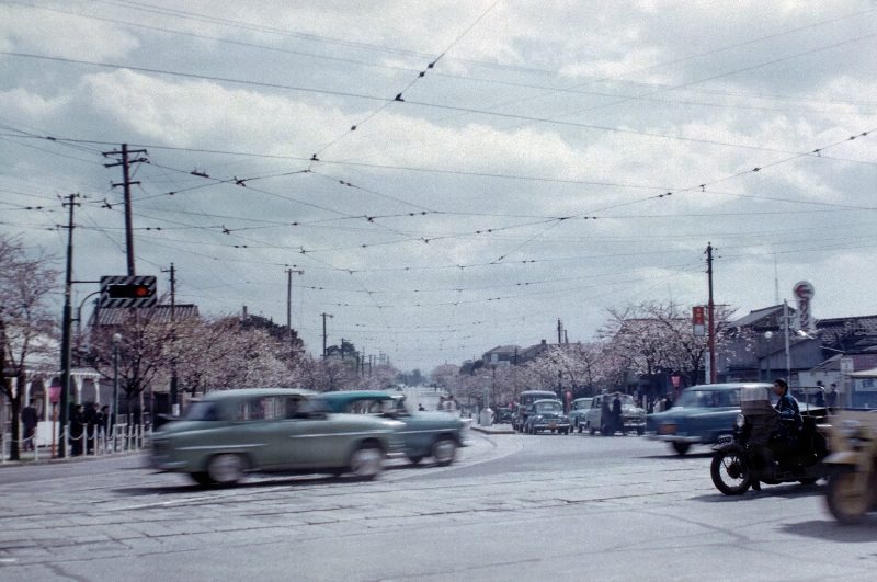 Japanese street scene most likely near Tokyo c.1955                               