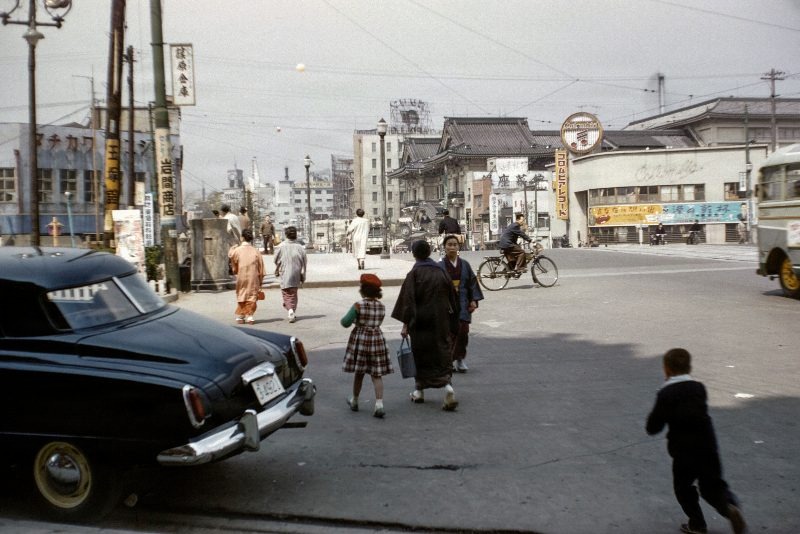 Japanese street scene most likely near Tokyo c.1955                               