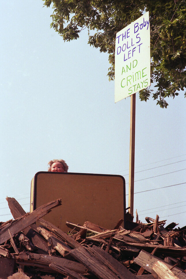 The remains of ‘The Baby Doll House’, demolished by Mayor Coleman Young in 1987.